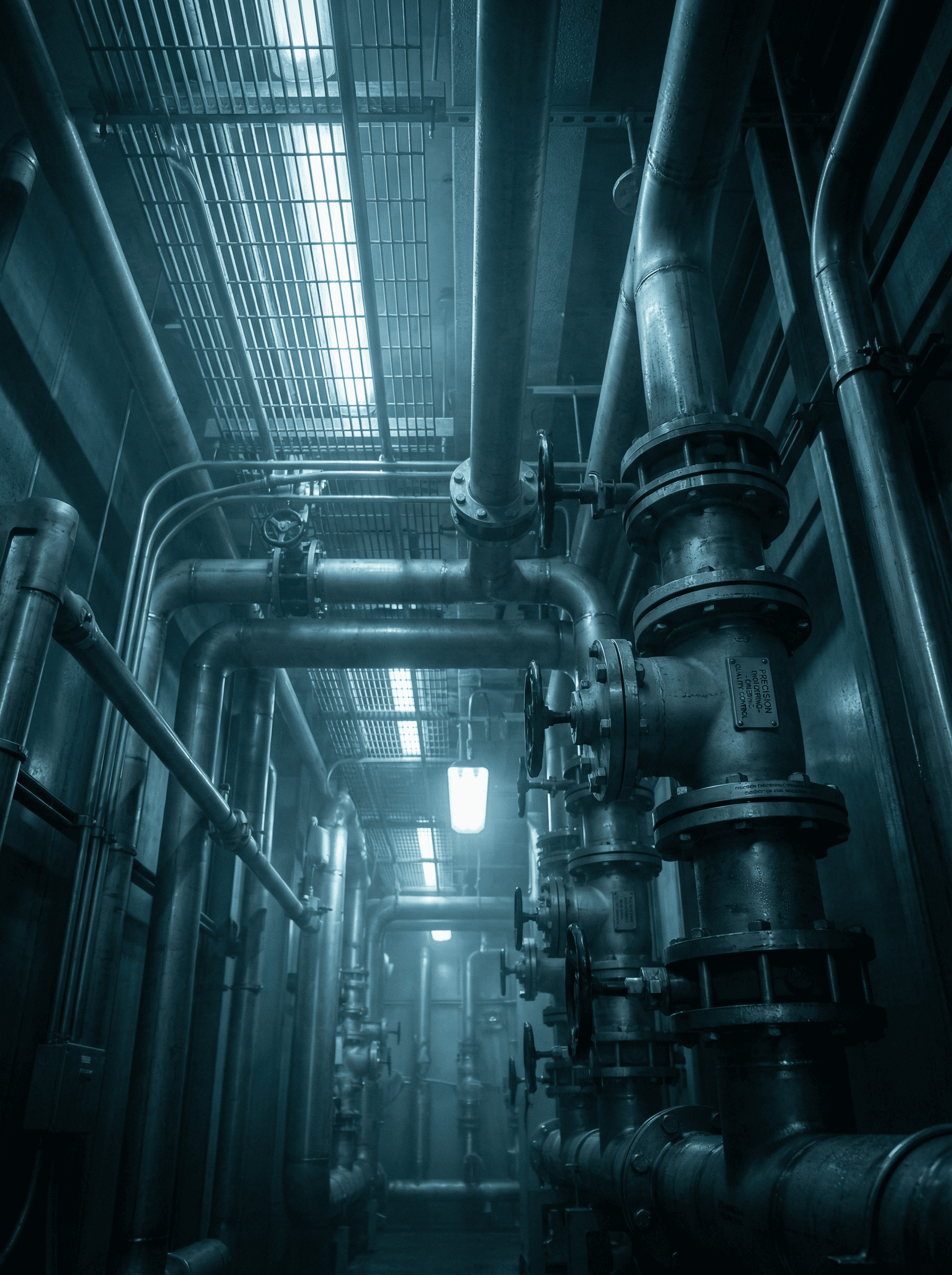 Industrial piping infrastructure — valves, flanges and steel pipe systems